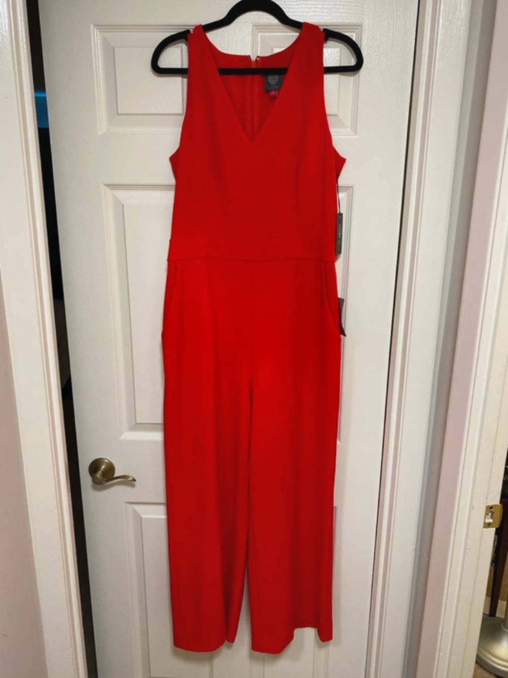 Vince Camuto Red V-Neck Wide-Leg Jumpsuit